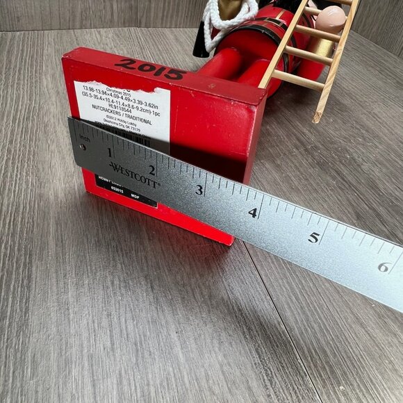 Hobby Lobby Fireman Nutcracker Figurines 2012 2015 Dog Ladder Bucket 14" Red - Picture 10 of 12